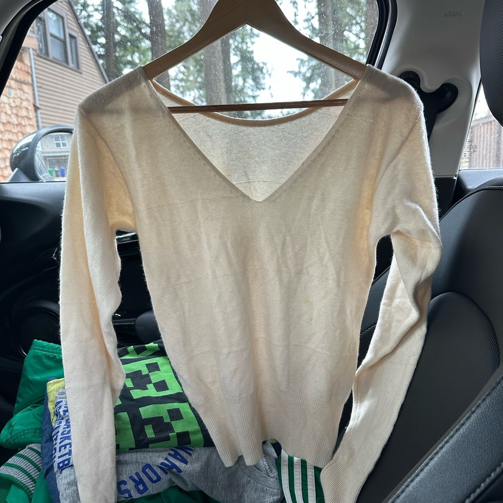 Ford Cream Scoop Neck Lightweight Knit Sweater